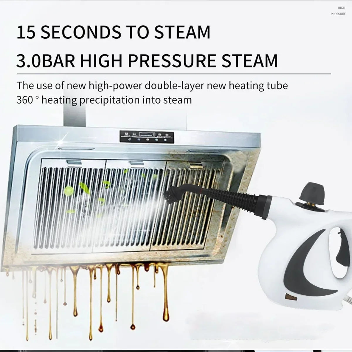 Handheld Steam Cleaner, 9-Piece Accessory Set, 350 mL Boiler and 3–5 Minute Heating for Kitchen, Bathroom and Car - product view 5