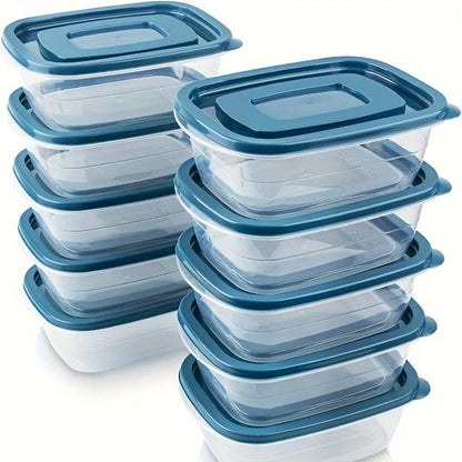Stackable Plastic Food Storage Containers with Blue Lids and Measurement Markings, Transparent Pantry Containers - product view 1
