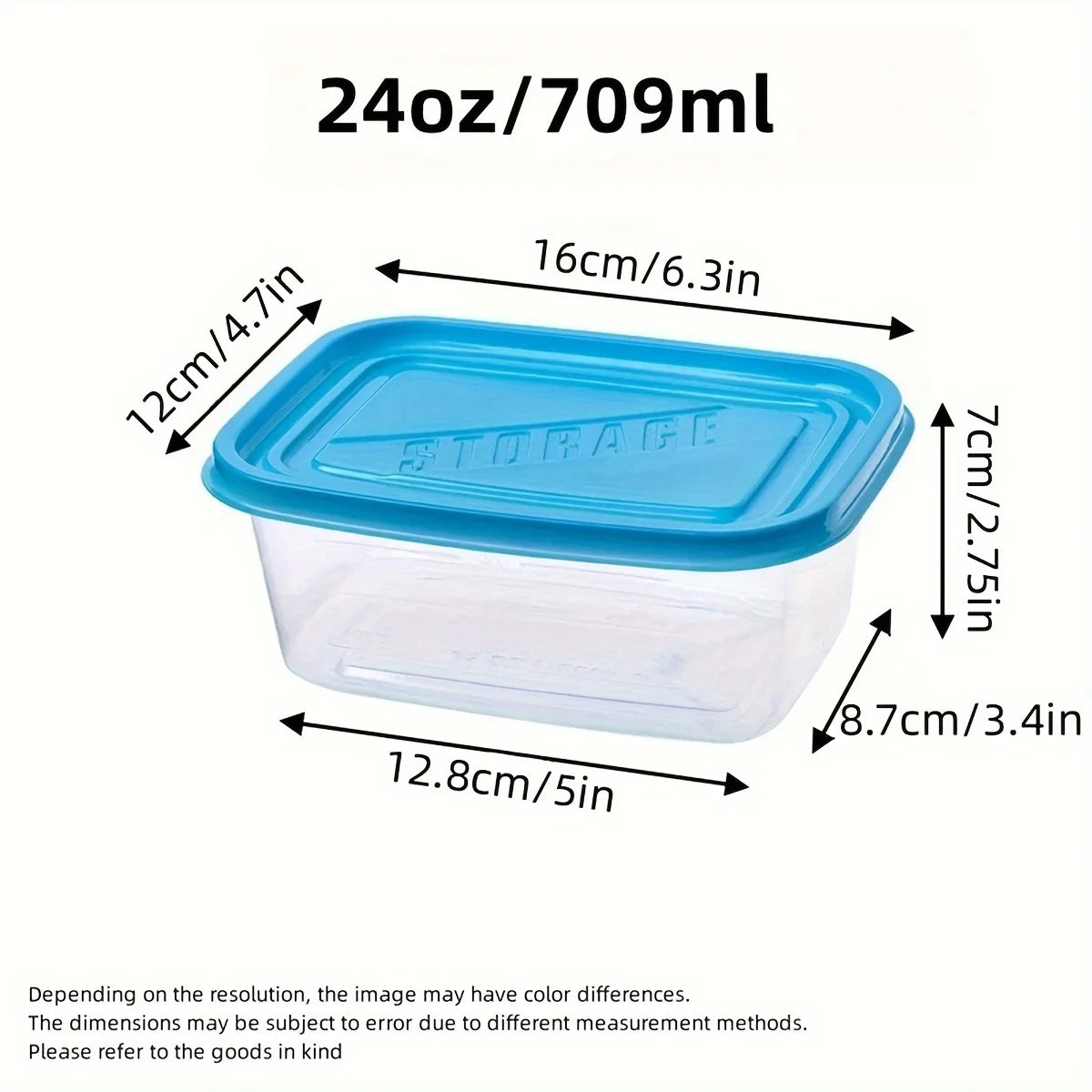 Stackable Plastic Food Storage Containers with Blue Lids and Measurement Markings, Transparent Pantry Containers - product view 2