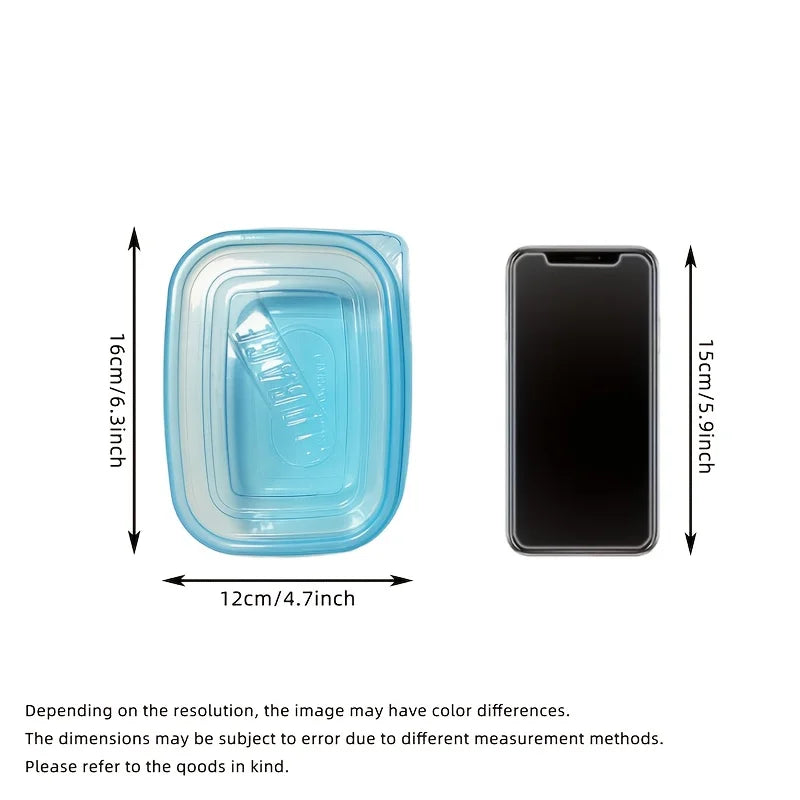 Stackable Plastic Food Storage Containers with Blue Lids and Measurement Markings, Transparent Pantry Containers - product view 6