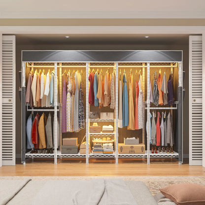 Extra-Large Freestanding Garment Rack with Cover, 8 Shelves, 5 Hanging Rods, 13 Compartments, 1,200 lb Capacity - product view 1