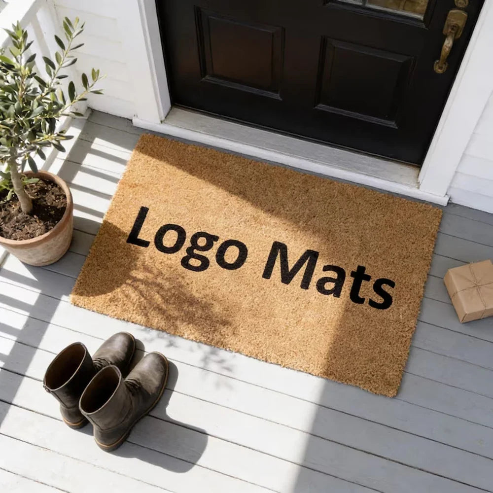 Personalized Coir-Look Doormat, Custom Photo and Text Design, Non-Slip Rubber Base, 40 x 60 cm Welcome Mat - product view 1