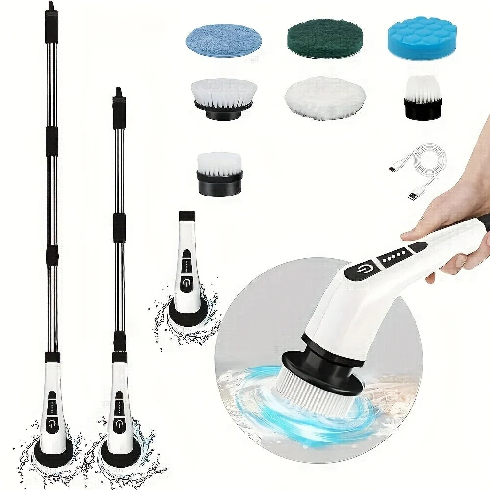 Cordless Electric Spin Scrubber, Rechargeable Under 20V Power Scrubber with 6 Brush Heads and Extendable Handle - product view 1