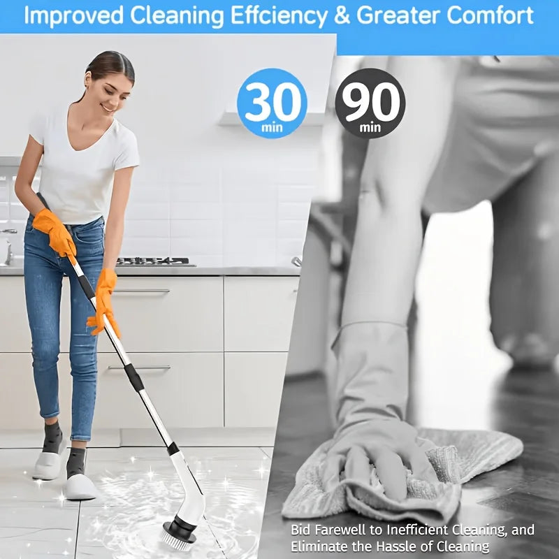 Cordless Electric Spin Scrubber, Rechargeable Under 20V Power Scrubber with 6 Brush Heads and Extendable Handle - product view 3