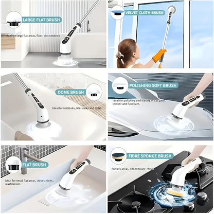 Cordless Electric Spin Scrubber, Rechargeable Under 20V Power Scrubber with 6 Brush Heads and Extendable Handle - product view 4