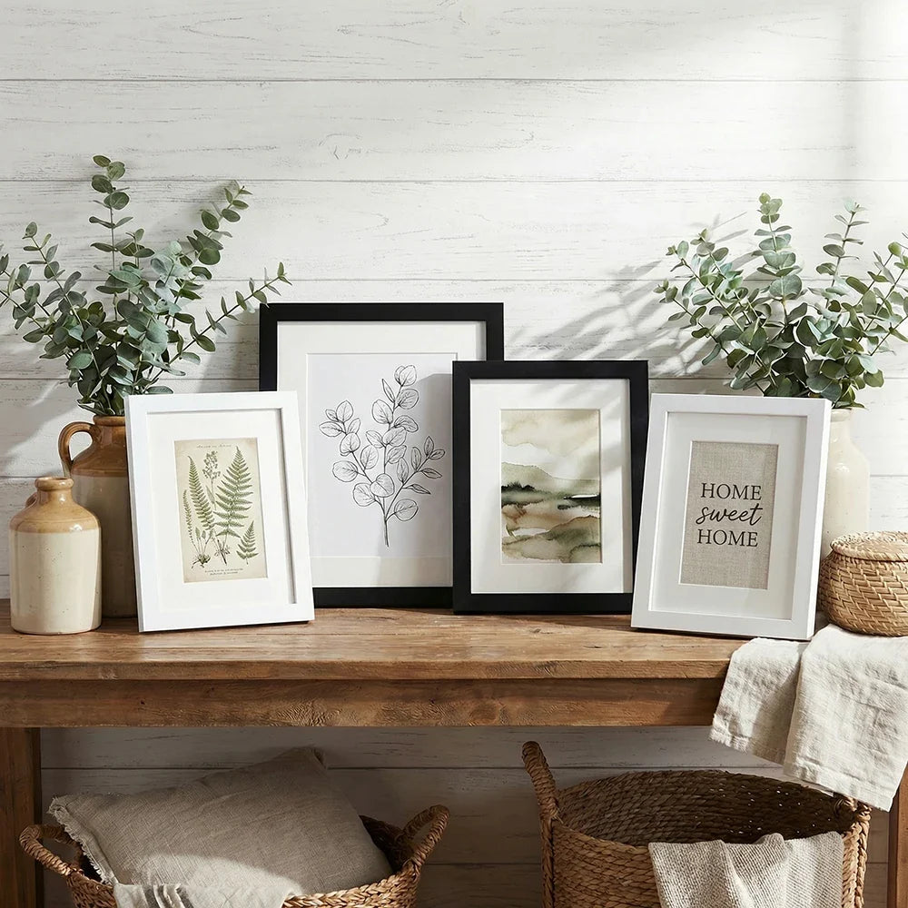 2-Pack Gallery Picture Frames, Black or White MDF and Acrylic with Mat for 4x6, 6x8 and A4 Wall or Desk Display - product view 3