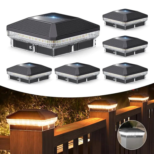 Solar Post Cap Light, 3 Color Modes, 40 LEDs, 30 Lumens, Automatic 5V Lighting for 4x4 Vinyl and Wooden Fence Posts - product view 1