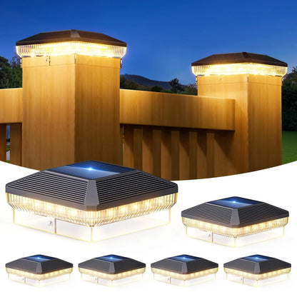 Solar Post Cap Light, 3 Color Modes, 40 LEDs, 30 Lumens, Automatic 5V Lighting for 4x4 Vinyl and Wooden Fence Posts - product view 3