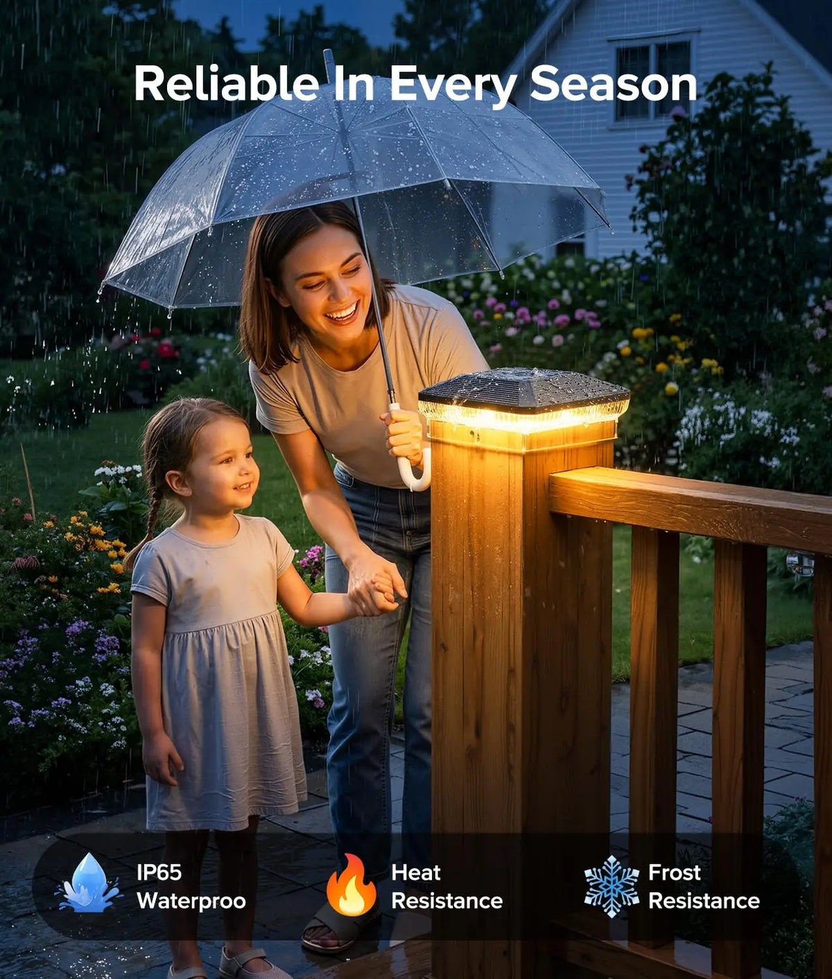 Solar Post Cap Light, 3 Color Modes, 40 LEDs, 30 Lumens, Automatic 5V Lighting for 4x4 Vinyl and Wooden Fence Posts - product view 6
