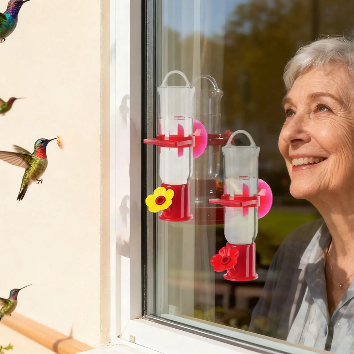 Window Hummingbird Feeder, Suction Cup Mount, Clear Viewing, Ant-Resistant Design for Indoor Birdwatching - product view 4