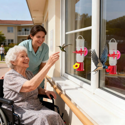 Window Hummingbird Feeder, Suction Cup Mount, Clear Viewing, Ant-Resistant Design for Indoor Birdwatching - product view 6