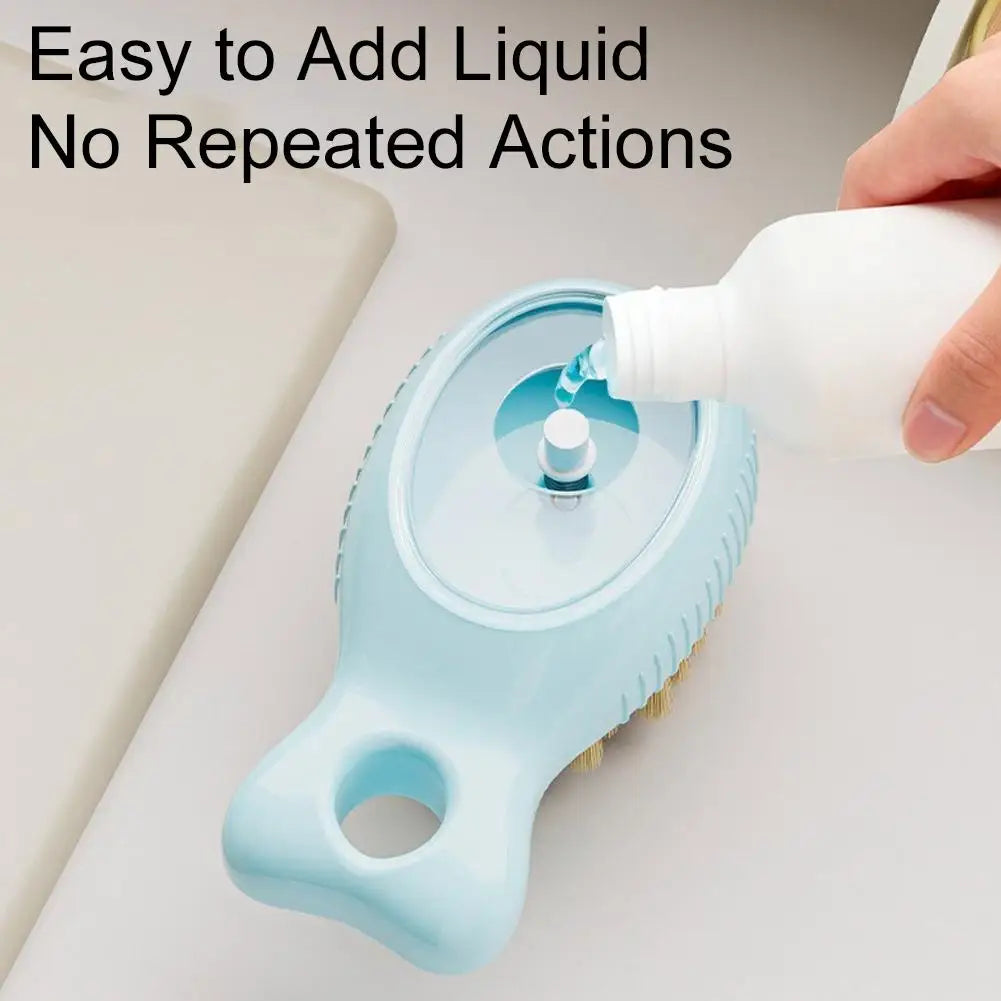 Soap Dispensing Dish Brush, Press-Activated Liquid Reservoir with Dense Flexible Bristles, Hanging Loop for Pots, Pans and Sinks - product view 4