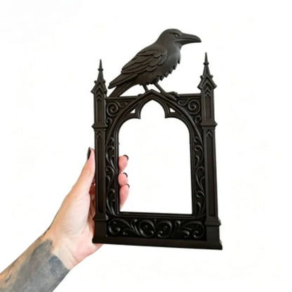 Black Gothic Crow Photo Frame, Irregular Plastic PLA Design, Classic Spooky Display Accent and Storage Box Decor - product view 1