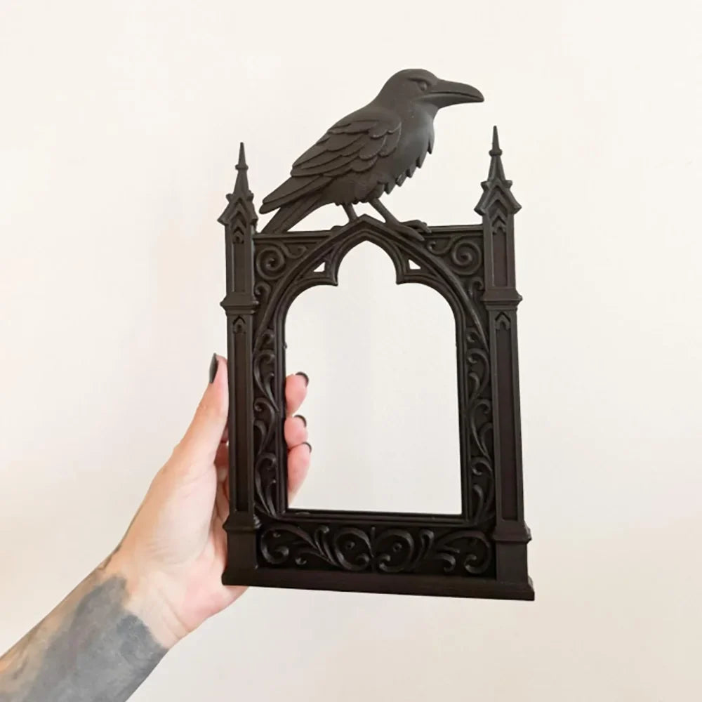 Black Gothic Crow Photo Frame, Irregular Plastic PLA Design, Classic Spooky Display Accent and Storage Box Decor - product view 3