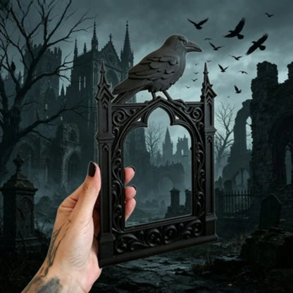 Black Gothic Crow Photo Frame, Irregular Plastic PLA Design, Classic Spooky Display Accent and Storage Box Decor - product view 6