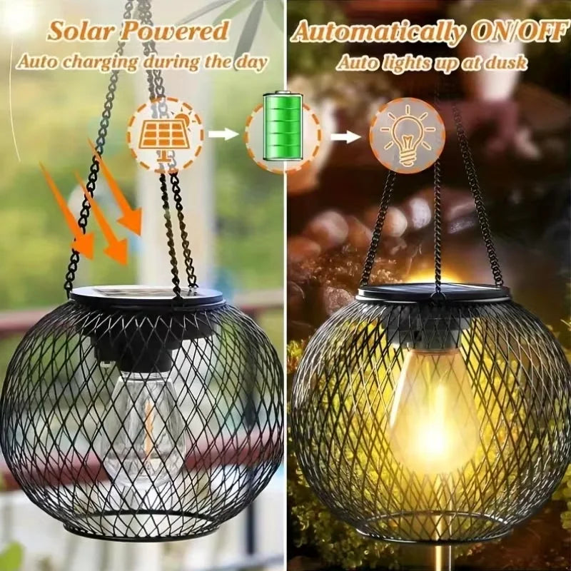 Solar Fence Lights, Warm White LED Hanging Outdoor Path Lights with Self-Contained Installation for Garden, Porch and Patio - product view 5