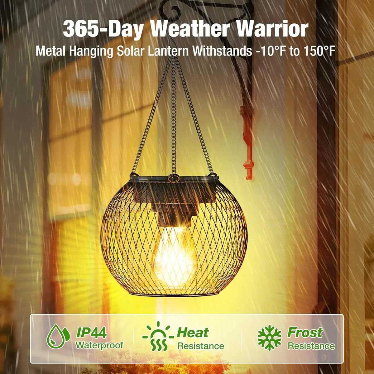 Solar Fence Lights, Warm White LED Hanging Outdoor Path Lights with Self-Contained Installation for Garden, Porch and Patio - product view 6
