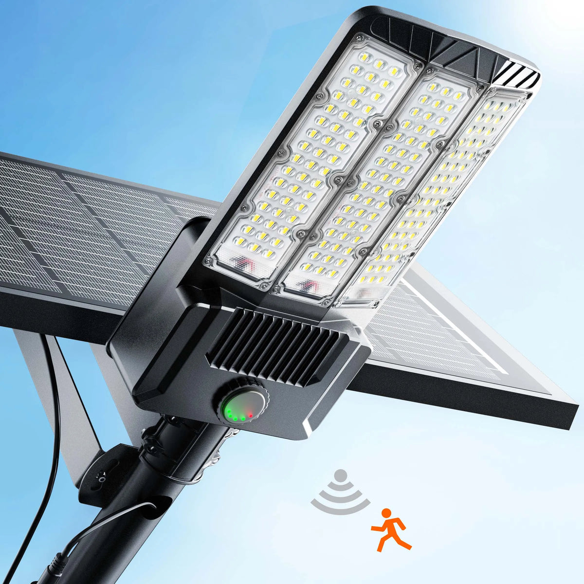 Solar Security Light, 9000 LED Outdoor Area Lamp with Motion Sensor, Dusk-to-Dawn Control, Remote, Aluminum Housing for Parking Lots - product view 1