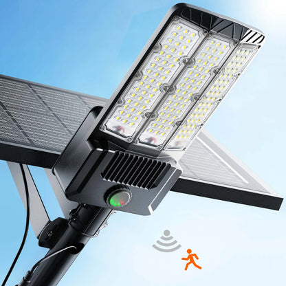 Solar Security Light, 9000 LED Outdoor Area Lamp with Motion Sensor, Dusk-to-Dawn Control, Remote, Aluminum Housing for Parking Lots - product view 1
