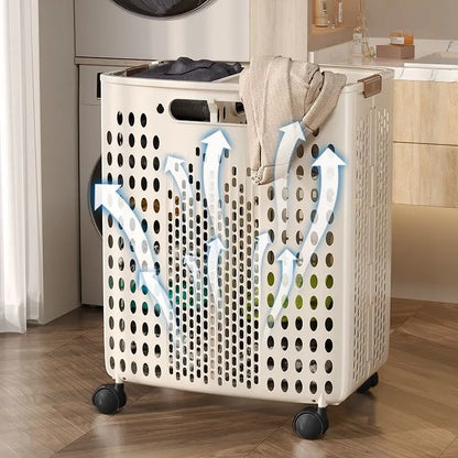 Foldable Clothes Hamper, Large-Capacity Reusable Laundry Basket with Wheels and Divider-Free Design for Bathroom Storage - product view 1