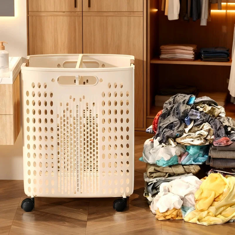 Foldable Clothes Hamper, Large-Capacity Reusable Laundry Basket with Wheels and Divider-Free Design for Bathroom Storage - product view 3
