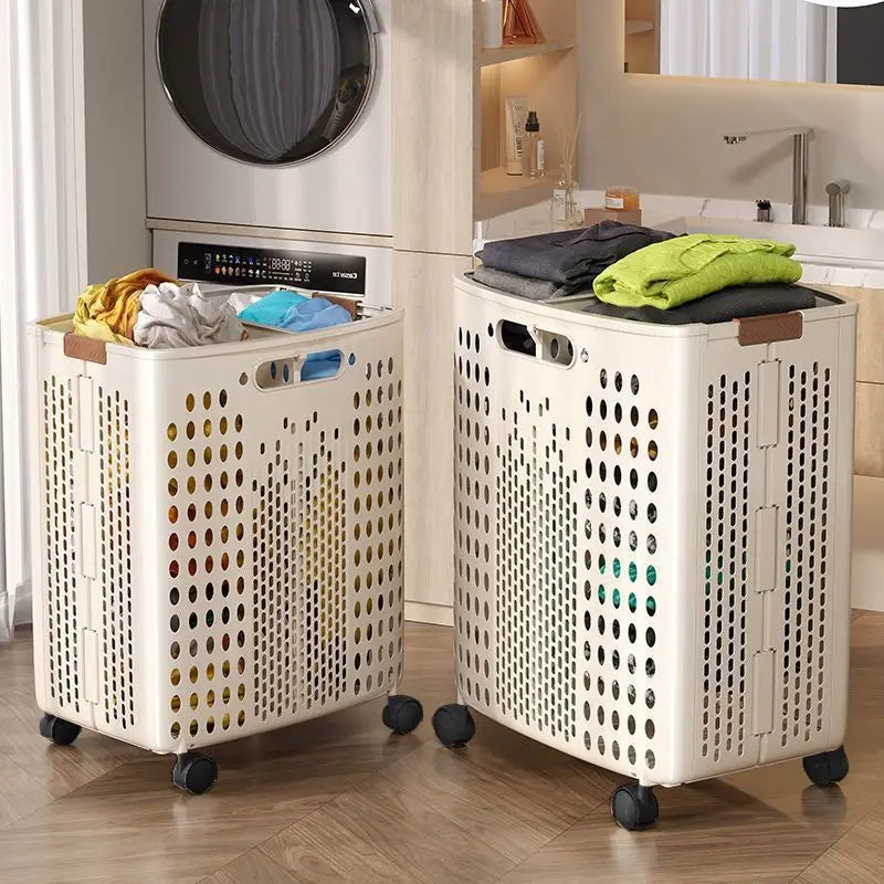 Foldable Clothes Hamper, Large-Capacity Reusable Laundry Basket with Wheels and Divider-Free Design for Bathroom Storage - product view 4