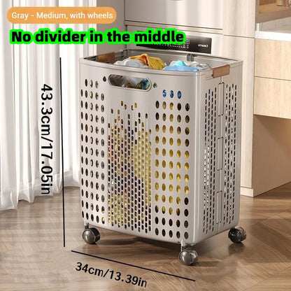 Foldable Clothes Hamper, Large-Capacity Reusable Laundry Basket with Wheels and Divider-Free Design for Bathroom Storage - product view 5
