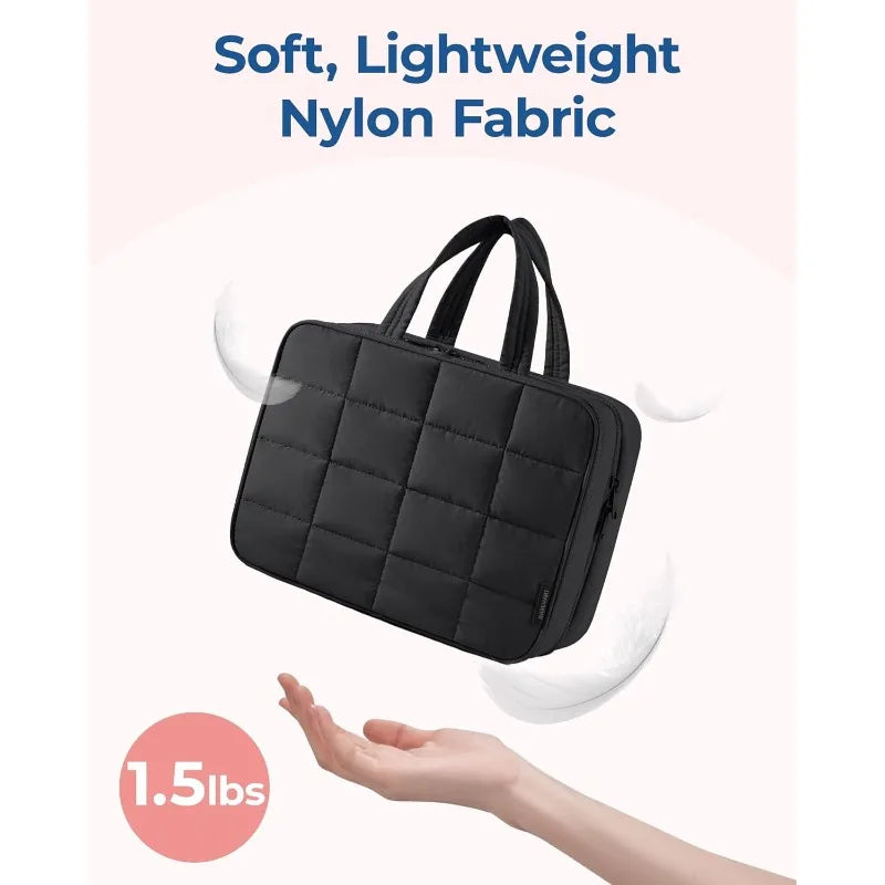 Foldable Expandable Hanging Toiletry Bag, Solid Travel Cosmetic Organizer with Fashion Design in Black, Pink or White - product view 5