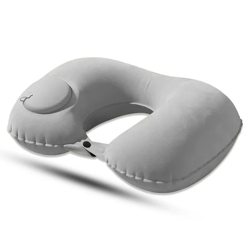 Press-On Inflatable Travel Pillow, Foldable Portable U-Shaped Neck Support with Leak-Proof Device for Flights and Trips - product view 1