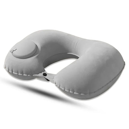 Press-On Inflatable Travel Pillow, Foldable Portable U-Shaped Neck Support with Leak-Proof Device for Flights and Trips - product view 1