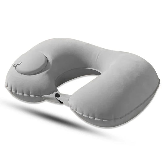 Press-On Inflatable Travel Pillow, Foldable Portable U-Shaped Neck Support with Leak-Proof Device for Flights and Trips - product view 1