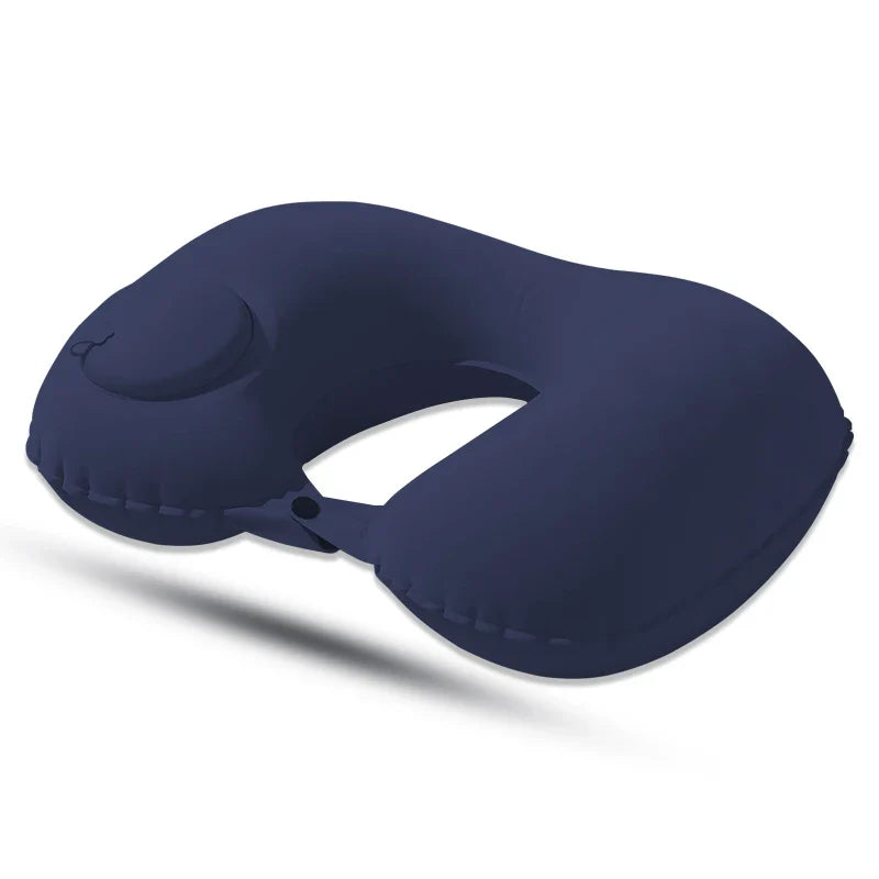 Press-On Inflatable Travel Pillow, Foldable Portable U-Shaped Neck Support with Leak-Proof Device for Flights and Trips - product view 2