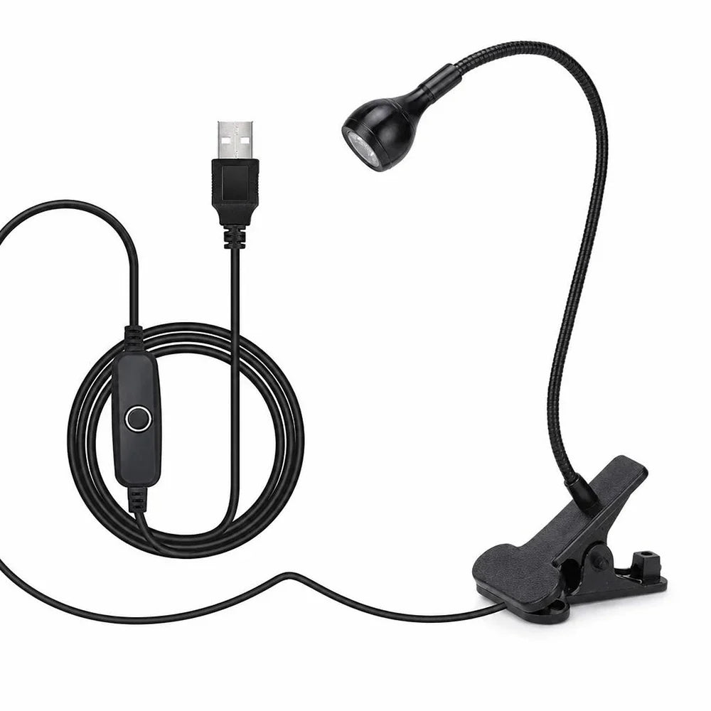 USB Clip-On Reading Lamp, Flexible Gooseneck, 5W DC Desk Light with Included Bulb for Laptop, Bed Headboard and Study - product view 2