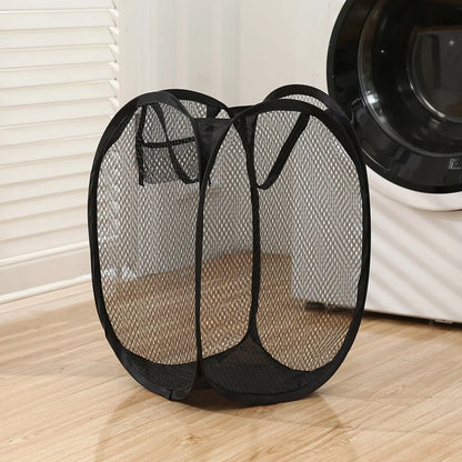 Collapsible Clothes Hamper, Reusable Polyester Mesh Laundry Basket with Handles for Clothes, Socks, Toys and Dorm Storage - product view 1