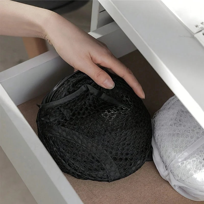 Collapsible Clothes Hamper, Reusable Polyester Mesh Laundry Basket with Handles for Clothes, Socks, Toys and Dorm Storage - product view 3