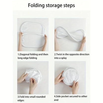 Collapsible Clothes Hamper, Reusable Polyester Mesh Laundry Basket with Handles for Clothes, Socks, Toys and Dorm Storage - product view 4