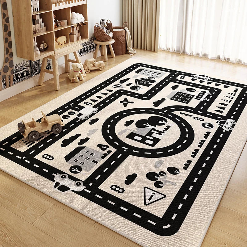 Kids Hopscotch Play Rug, Cartoon Rectangle Carpet with Polyester Surface and PVC Backing in 10 Sizes - product view 2
