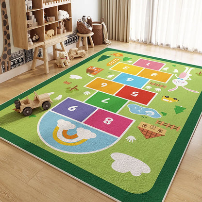Kids Hopscotch Play Rug, Cartoon Rectangle Carpet with Polyester Surface and PVC Backing in 10 Sizes - product view 4