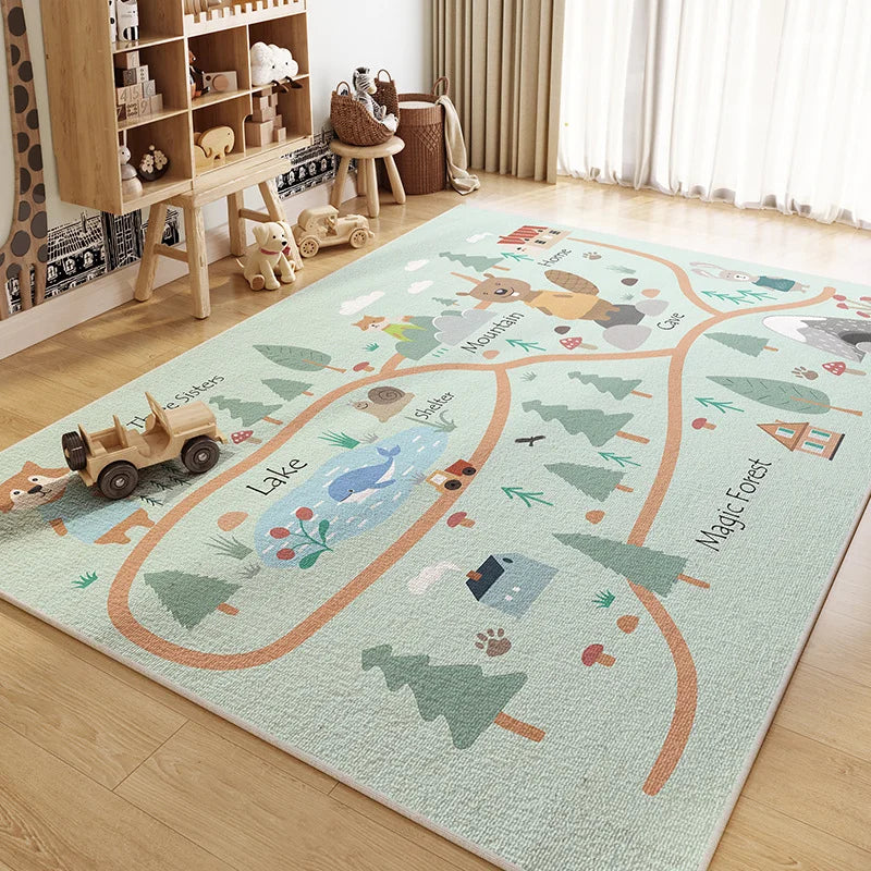 Kids Hopscotch Play Rug, Cartoon Rectangle Carpet with Polyester Surface and PVC Backing in 10 Sizes - product view 6