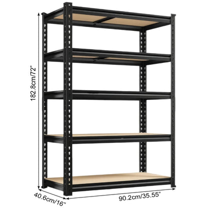 Iron Floor Storage Shelving Unit with Metal Frame for Garage, Pantry, Basement or Workshop, Assembly Required, Black or Gray - product view 2