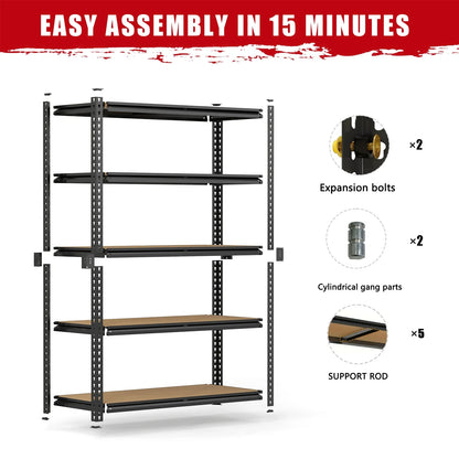 Iron Floor Storage Shelving Unit with Metal Frame for Garage, Pantry, Basement or Workshop, Assembly Required, Black or Gray - product view 5