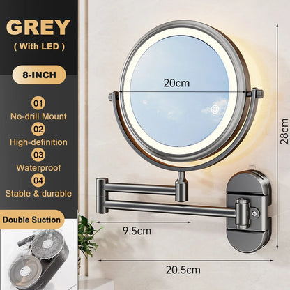 Wall Mounted Makeup Mirror, Double-Sided Aluminum Design, 3x Magnification, 6 or 8 Inch Options for Bathroom Vanity - product view 3