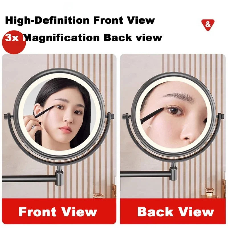 Wall Mounted Makeup Mirror, Double-Sided Aluminum Design, 3x Magnification, 6 or 8 Inch Options for Bathroom Vanity - product view 6