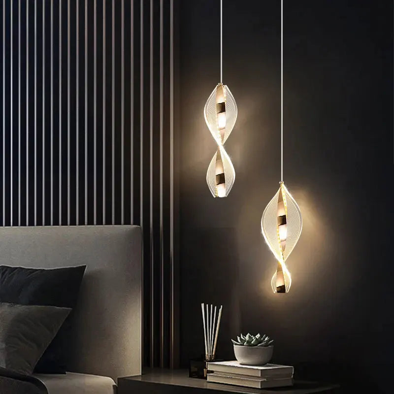 Modern Acrylic Geometric Pendant Light, LED, Adjustable 160 cm Cable, 3 Light Colors, A or B Style for Bedroom and Living Room - product view 5