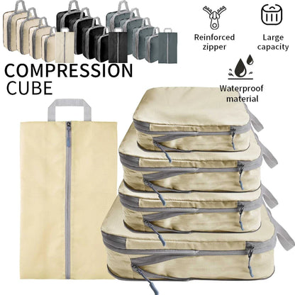 5-Piece Compression Packing Cubes, Reusable Water-Repellent Travel Storage Bags with Compression Zippers for Suitcases - product view 4