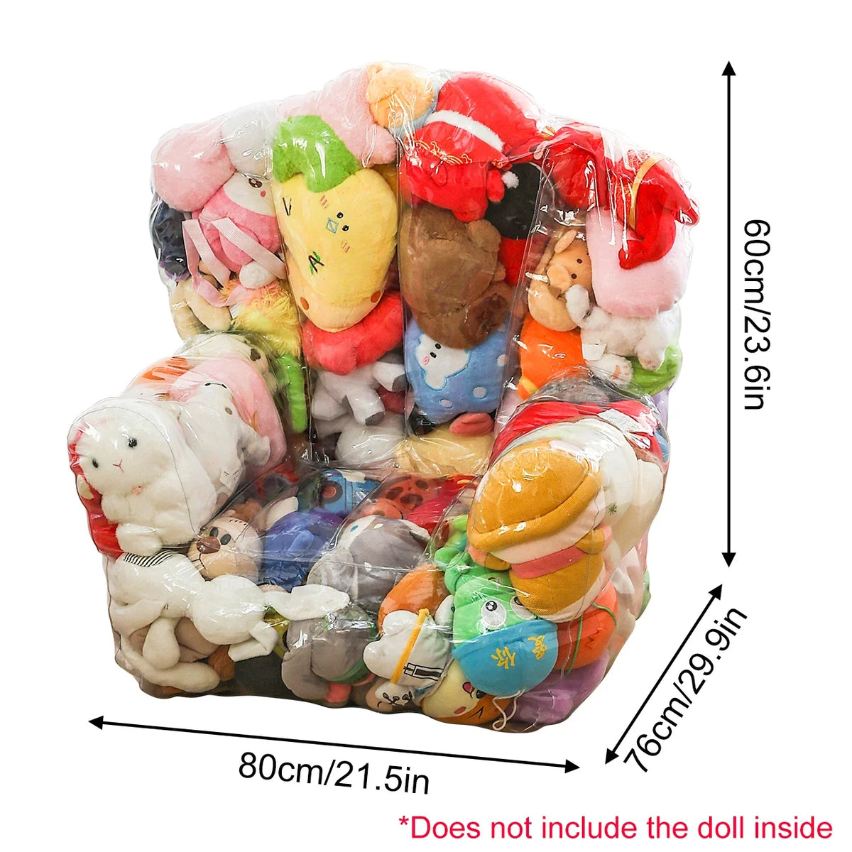 Clear PVC Stuffed Animal Storage Bean Bag Chair Cover, Large Capacity Zippered Toy Organizer and Lounger - product view 4