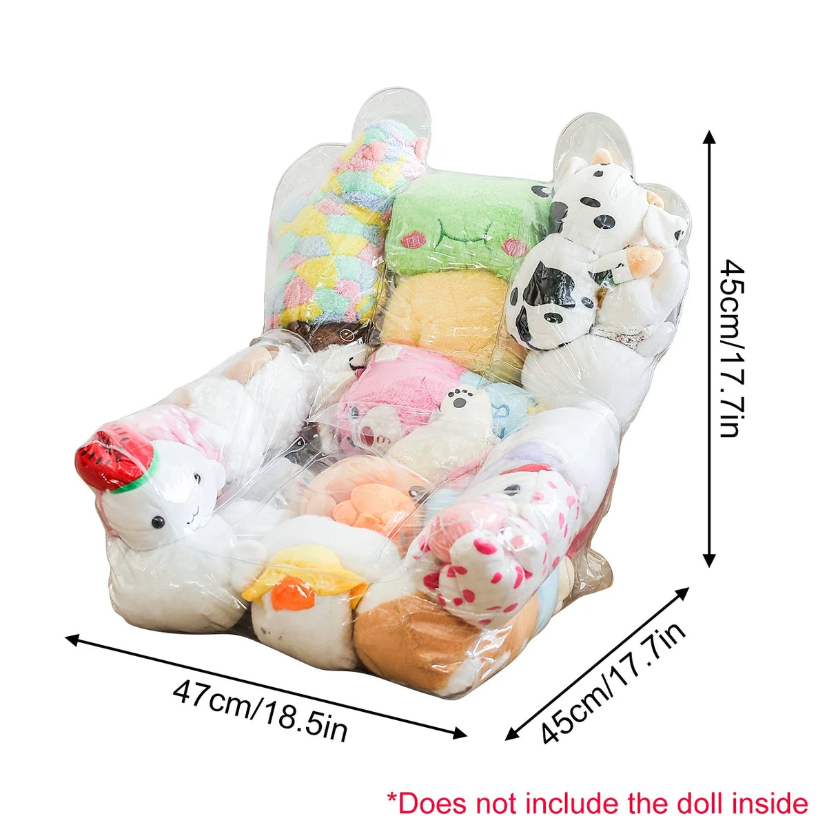 Clear PVC Stuffed Animal Storage Bean Bag Chair Cover, Large Capacity Zippered Toy Organizer and Lounger - product view 5