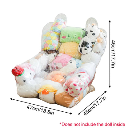 Clear PVC Stuffed Animal Storage Bean Bag Chair Cover, Large Capacity Zippered Toy Organizer and Lounger - product view 5