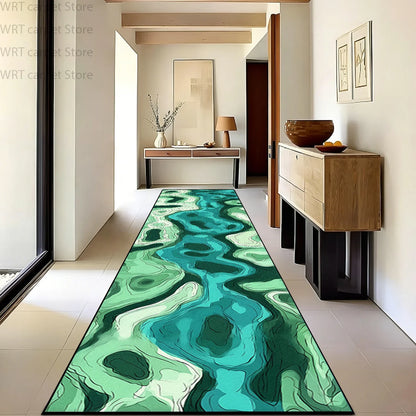 Modern Runner Rug, 3D Printed Striped Polyester, Lightweight Machine-Washable Anti-Slip Carpet for Hallway, Entryway and Stairs - product view 3