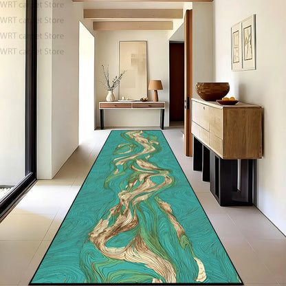 Modern Runner Rug, 3D Printed Striped Polyester, Lightweight Machine-Washable Anti-Slip Carpet for Hallway, Entryway and Stairs - product view 5